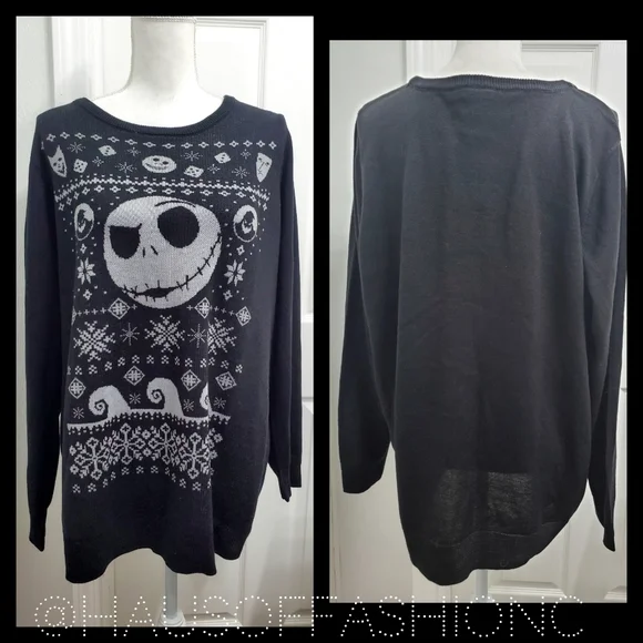 TORRID Disney NMBC Jack Skellington Face Black Sweater! NWT! - Picture 3 of 7